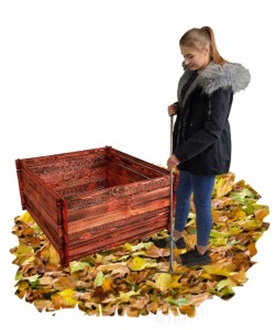 Duży Kompostownik Drewniany Pojemnik Na Odpady Bio Ogrodowy kubatura 400l 95x95x46 Szybki Montaż KOM1 OPAL CB
