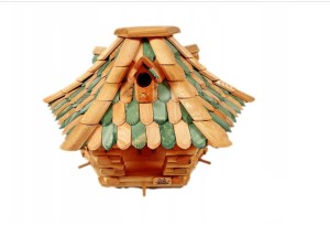 Karmnik  dachówka drewniana zielony Duży domek dla ptaków 2w1 budka lęgowa (K22 B K )