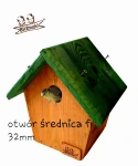 Budka Lęgowa Solidna Dla Ptaków Z Wyczystką Skrzynka na drzewo  Typ A dla małych dziuplowych 3,2 cm (PRB023)