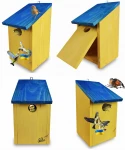 Budki Lęgowe Dla Ptaków Dziuplowych  Ø 30 mm 3cm Dla Sikorek Wróbli Niebiesko-Żółta Kolekcja Limitowana ( BL91 ZB NBx4 ) 