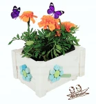 Mała doniczka drewniana Osłonka dekoracyjna na kwiatka Biała donica z drewna 19,5 cm x 15 cm x 11,5 cm DSK2 BI O