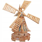 Wiatrak ogrodowy z lampą solarową RGB kolor  Solidny Wiatrak z drewna BLIŹNIAKI LGS1 K