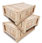 3 Duże Drewniane Zamykane Skrzynie 63,5x37,5CM Naturalny Produkt SKRZ1 N x3