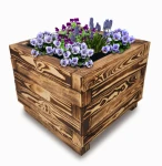 Drewniana Duża Ozdobna Donica Drewniana Zewnętrzna Ogrodowa 47x47x37cm DKPU2 OPAL
