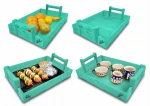 Zestaw 4x Drewniana Kuchenna Taca Prostokątna z Uchwytami 40x28cm Tacka z Drewna TAC1 MR  x4