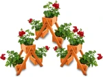 3 x Olchowy Kwietnik Z Drewna Stojak Na Kwiaty 3 Doniczki Balkonowy Dekoracyjny  Z Folią 47x42x22 Tik DKWF38 B x 3