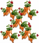 5 x Olchowy Kwietnik Z Drewna Stojak Na Kwiaty 3 Doniczki Balkonowy Dekoracyjny  Z Folią 47x42x22 Tik DKWF38 B x 5