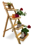 Kwietnik Schodki 4 półki Naturalny Stojak Rozkładany 97 cm x 38 cm x 64 cm DKW22 N