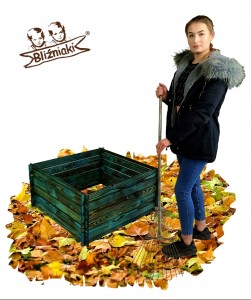 DUŻY KOMPOSTOWNIK DREWNIANY POJEMNIK NA ODPADY BIO  OGRODOWY NIEBIESKI  KUBATURA 400L  95X95X46 SZYBKI  MONTAŻ(KOM1  OPAL NB)