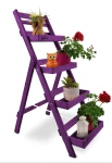 Stojak Drewniany Drabinka Regał Fioletowy 97cm x 38 cm Na Balkon Werandę Salon DKW22 FN