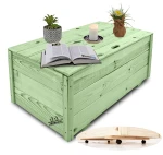  Elegancki stylowy kufer Skrzynia na kółkach Schowek Organizer do domu Stolik kawowy na kółkach Drewniana komoda ze schowkiem Mebel kolor pastelowa zieleń HADE1 ZZP
