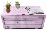 Stylowa Drewniana Komoda ze schowkiem Stolik kawowy Skrzynia Mebel W Pięknym Pastelowo Fioletowym Kolorze HADE2 FNP