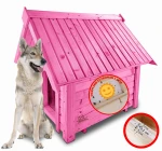 Buda Z Zasłoną Przeciwwiatrową DUŻA Buda dla Psa Odporna Dla Suczki Husky Wilczur Trwała Różowy Pastelowy OCIEPLONA BUDA2 RÓP