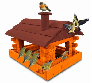 Karmnik dla ptaków klasyczny drewniany na balkon taras karmniczek na parapet okno karmniki ozdobne sikorki wróble domek dla ptaków schronienie K182a B O