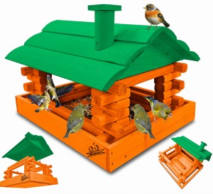 Karmnik dla ptaków klasyczny drewniany na balkon taras karmniczek na parapet okno karmniki ozdobne sikorki wróble domek dla ptaków schronienie K182a B K