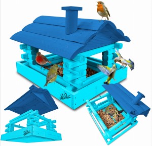 Karmnik dla ptaków klasyczny drewniany na balkon taras karmniczek na parapet okno karmniki ozdobne sikorki wróble domek dla ptaków schronienie K182a NBP NB