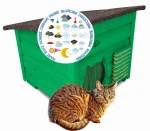 Domek Dla Kota Zielony Buda Kocia z Kurtyną Drapak Legowisko Kocie Schronienie Kota Dachowego Przed Deszczem Wiatem DOMKOTK1 K