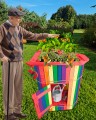 Duża Donica Drewniana VIP Kwietnik Na Zioła Kwiaty Pelargonie Tęczowy Serce Walentynkowe Warzywnik Schowek Na Narzędzia Donice Ogrodowe Kolory Tęczy Tarasowa Doniczka Kolorowa Wysoka Ozdobna Mebel SERCE3 TĘCZA