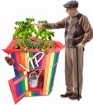 Duża Donica Drewniana VIP Kwietnik Na Zioła Kwiaty Pelargonie Tęczowy Serce Walentynkowe Warzywnik Schowek Na Narzędzia Donice Ogrodowe Kolory Tęczy Tarasowa Doniczka Kolorowa Wysoka Ozdobna Mebel SERCE3 TĘCZA