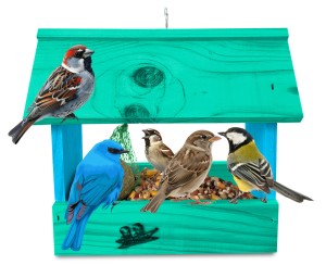 Karmnik drewniany dla ptaków na zimę na parapet na taras do ogrodu budka drewniana dekoracyjna K204a NBP MR