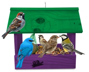 Karmnik drewniany impregnowany prosta solidna konstrukcja do ogrodu dla ptaków na ziarno słonecznik wróble dzwońce sikorki K204 FN K