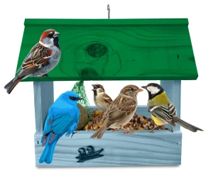 Karmnik drewniany dla dzikich ptaków z haczykiem domek schronienie dla sikorek na okno na balkon K204 NBPP K