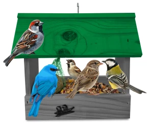 Prosty karmnik drewniany impregnowany budka schronienie dla dzikich ptaków do ogrodu na taras K204 SN K