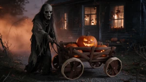 Wielki Wóz na dekoracje halouin halloweenowe aranżacje na dynie ozdoby z dyniami akcesoria na Halloween jesienne dodatki Dzień Dyni Dyniowy Wóz HWD3 O
