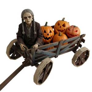 Halloweenowy Wóz na dynie ozdobne kolorowe tykwy wrzosy stroik Jesienny Dekoracja Happy Halloween do ogrodu największa ozdoba przed dom Ozdobić dom halouin HWD3 O