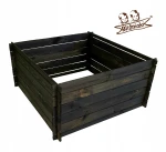 DUŻY KOMPOSTOWNIK DREWNIANY POJEMNIK NA ODPADY CZARNY  BIO  OGRODOWY KUBATURA 400L  95X95X46 SZYBKI  MONTAŻ(KOM1  CZ)