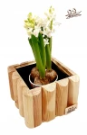 Doniczka kwadratowa z drewna naturalna z  folią Ozdobna tekstura 19 cm x 19 cm x 11,5 cm DKB1 N