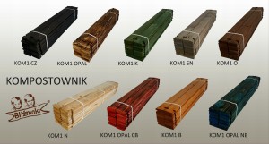 Duży Kompostownik Drewniany Mix Kolorów Pojemnik Na Odpady Bio Ogrodowy Kubatura 400 litrów 95x95x46 Szybki Montaż KOM1